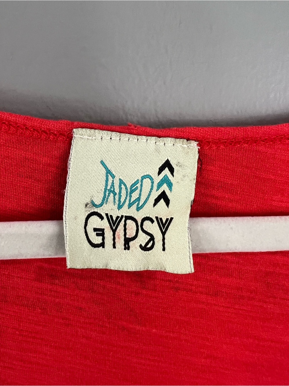 Jaded Gypsy Red Rolling Stones Graphic Tee with distressing size S/M - Picture 2 of 6